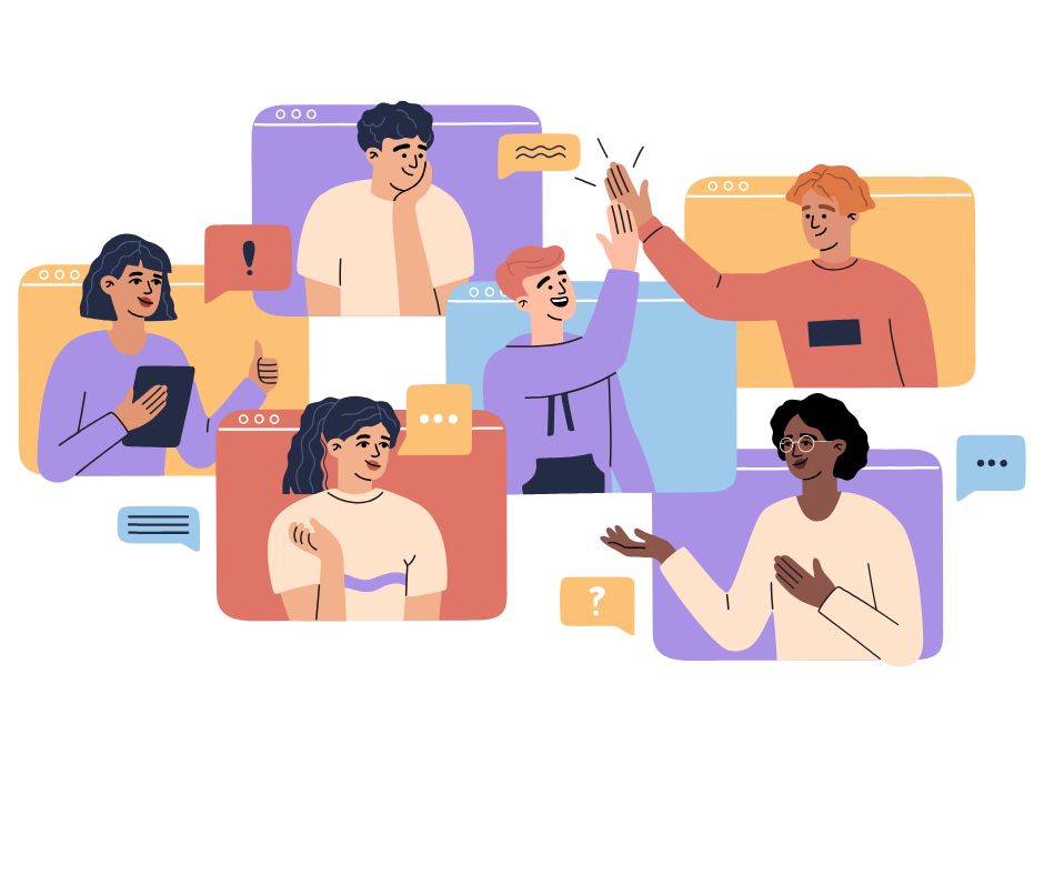 Illustration of a group of people having a conversation